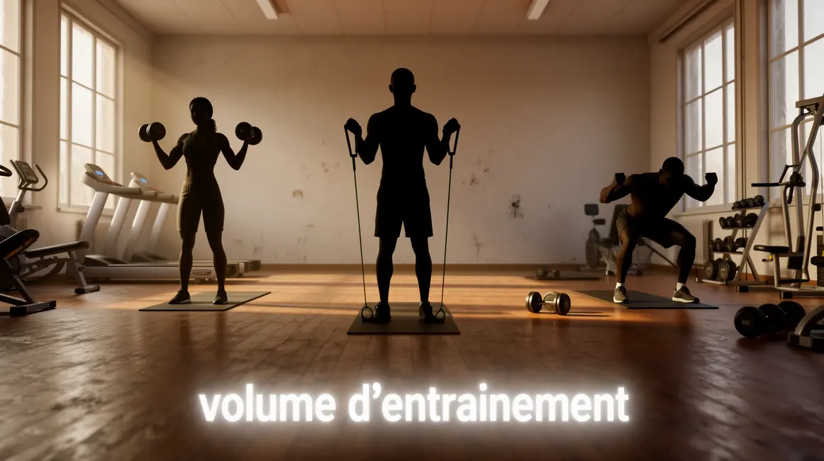Salle musculation volume entraînement haltères élastiques budget minimal