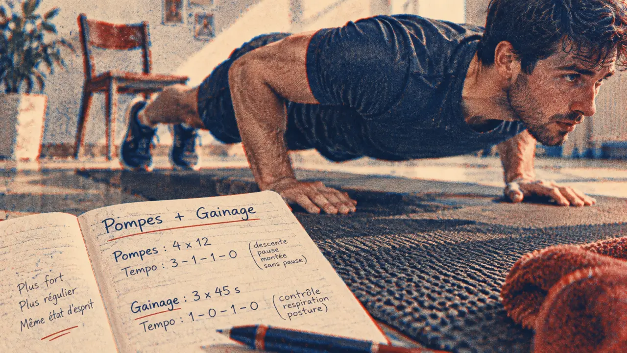 Programme musculation sans matériel : pompes et gainage, 3 séances