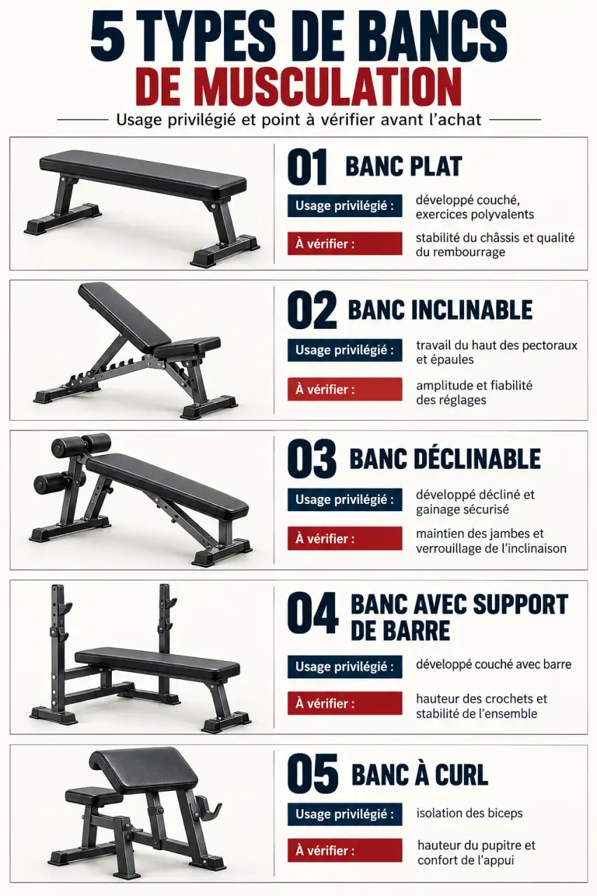 Bench muscu : comparaison des types de bancs et de leurs usages