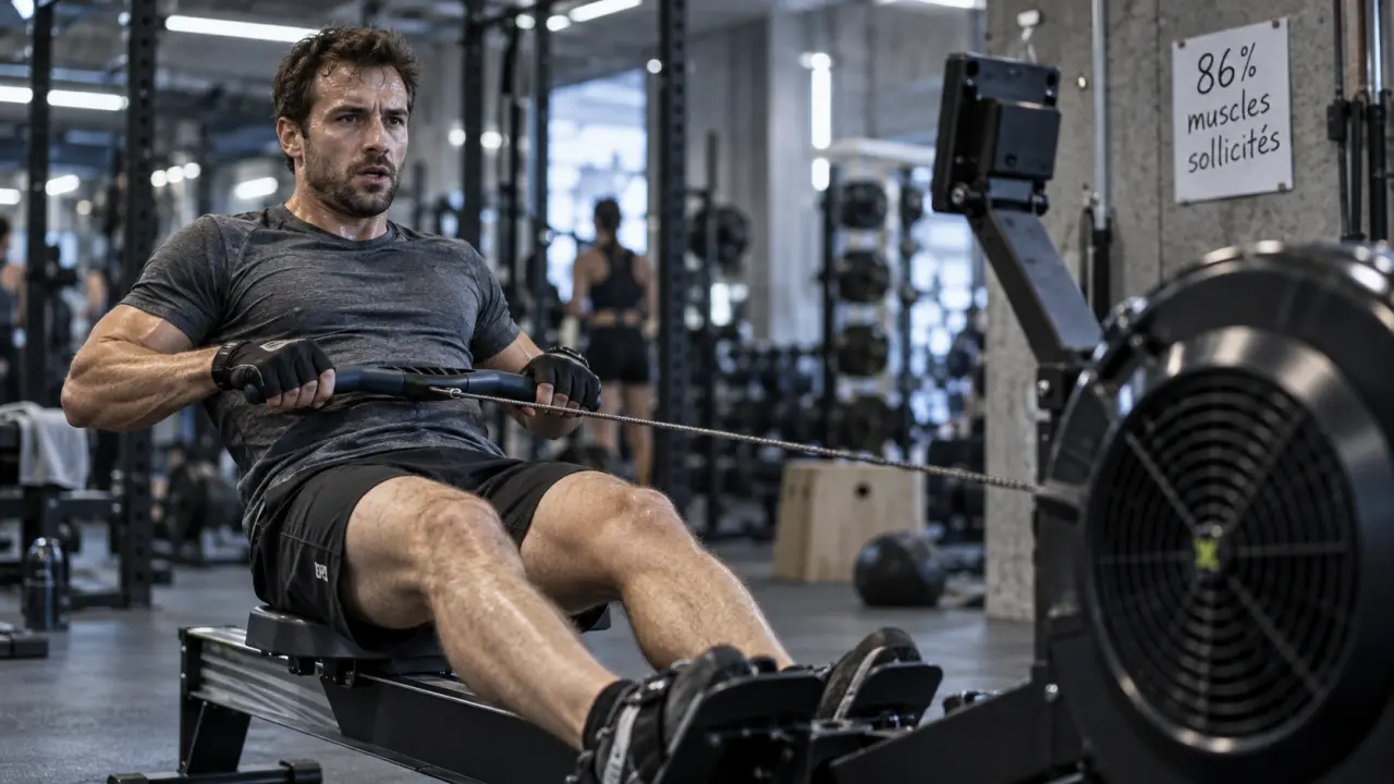 Rameur muscles sollicités : 86 % du corps