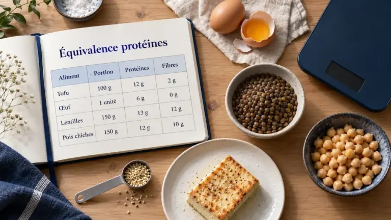 Tableau équivalence protéine : portions cru et cuit