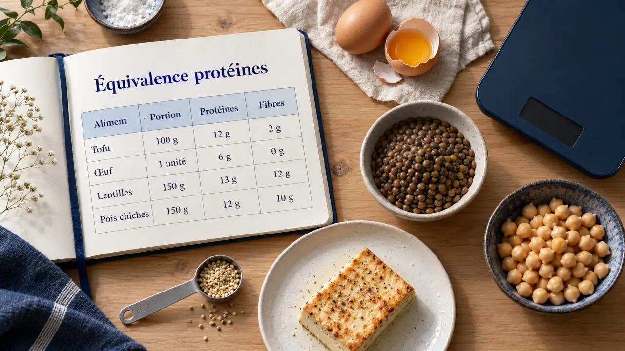Tableau équivalence protéine : portions cru et cuit